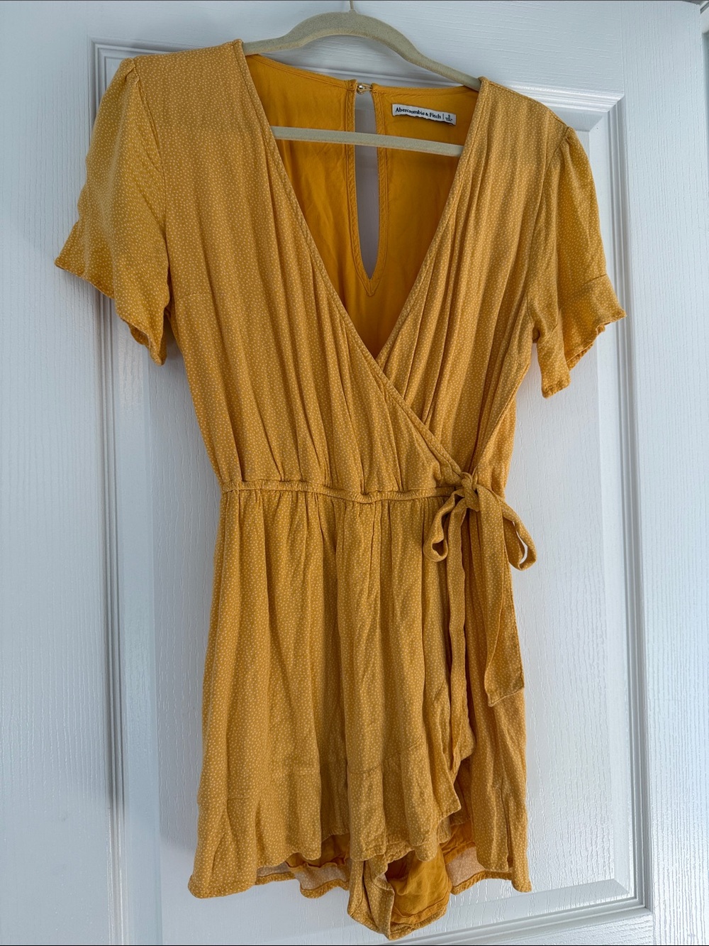 Abercrombie and Fitch Yellow Polka Dot Romper Small
